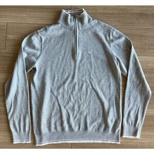 Michael Kors Quarter Zip Sweater M Gray Heather 100% Cotton MK Logo